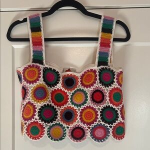 FARM Rio Vibrant Crochet Circle Crop Top